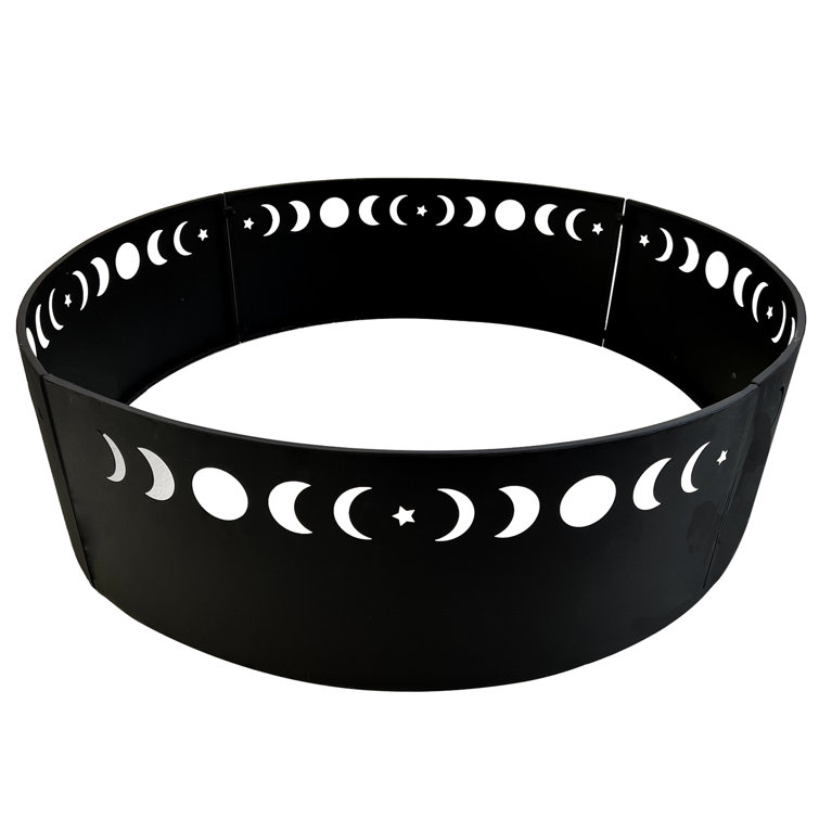 Ebern Designs 34" X9.8" Outdoor Wood Burning Fire Ring,Moon Phase